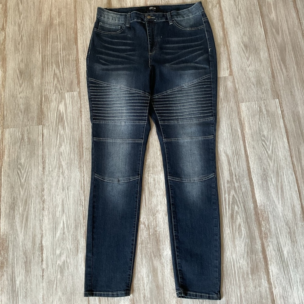 Dark Blue Moto Jeans